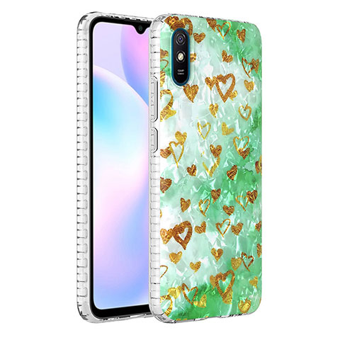 Coque Silicone Motif Fantaisie Souple Couleur Unie Etui Housse Y04B pour Xiaomi Redmi 9A Vert