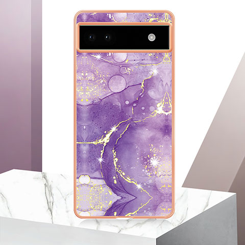 Coque Silicone Motif Fantaisie Souple Couleur Unie Etui Housse Y05B pour Google Pixel 6a 5G Violet