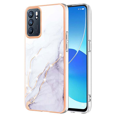 Coque Silicone Motif Fantaisie Souple Couleur Unie Etui Housse Y05B pour Oppo Reno6 5G Blanc