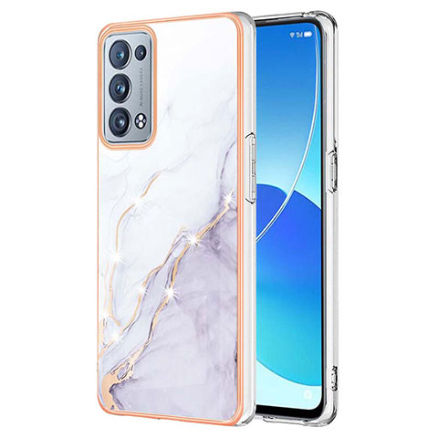 Coque Silicone Motif Fantaisie Souple Couleur Unie Etui Housse Y05B pour Oppo Reno6 Pro 5G Blanc