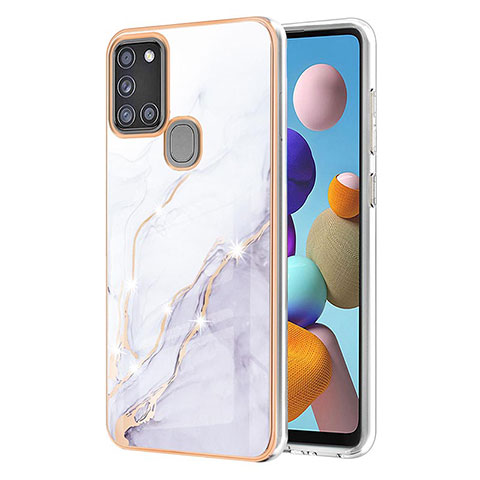 Coque Silicone Motif Fantaisie Souple Couleur Unie Etui Housse Y05B pour Samsung Galaxy A21s Blanc