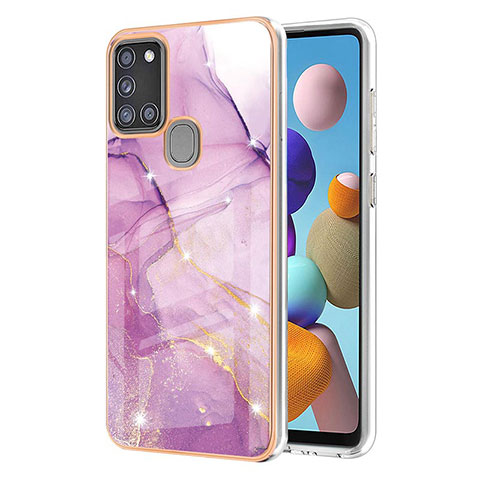 Coque Silicone Motif Fantaisie Souple Couleur Unie Etui Housse Y05B pour Samsung Galaxy A21s Violet Clair