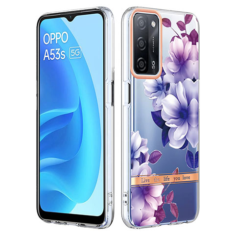 Coque Silicone Motif Fantaisie Souple Couleur Unie Etui Housse Y06B pour Oppo A53s 5G Violet