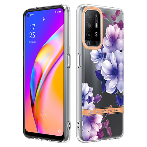 Coque Silicone Motif Fantaisie Souple Couleur Unie Etui Housse Y06B pour Oppo F19 Pro+ Plus 5G Violet