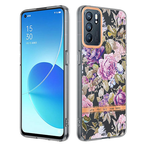 Coque Silicone Motif Fantaisie Souple Couleur Unie Etui Housse Y06B pour Oppo Reno6 5G Violet