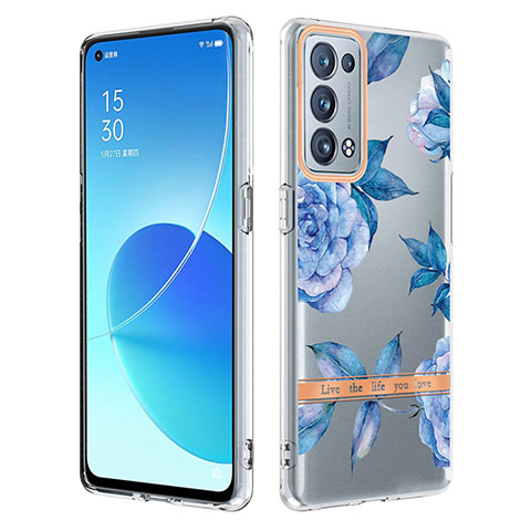 Coque Silicone Motif Fantaisie Souple Couleur Unie Etui Housse Y06B pour Oppo Reno6 Pro+ Plus 5G Bleu