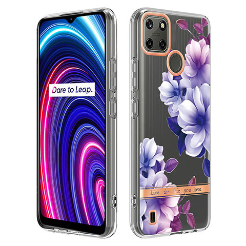 Coque Silicone Motif Fantaisie Souple Couleur Unie Etui Housse Y06B pour Realme C25Y Violet