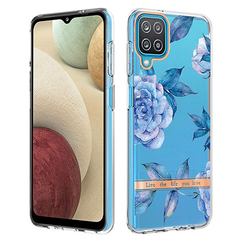 Coque Silicone Motif Fantaisie Souple Couleur Unie Etui Housse Y06B pour Samsung Galaxy A12 5G Bleu