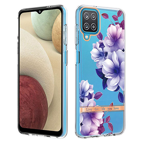 Coque Silicone Motif Fantaisie Souple Couleur Unie Etui Housse Y06B pour Samsung Galaxy A12 5G Violet