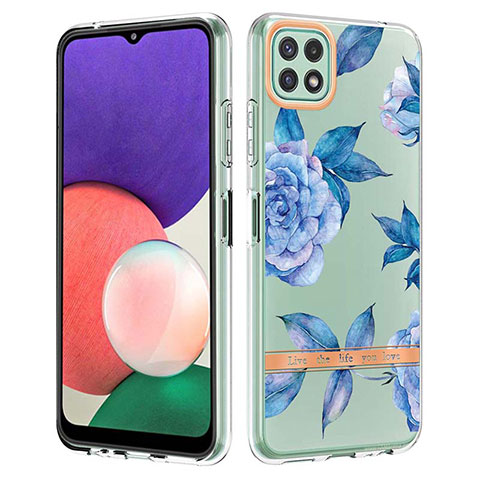 Coque Silicone Motif Fantaisie Souple Couleur Unie Etui Housse Y06B pour Samsung Galaxy A22s 5G Bleu