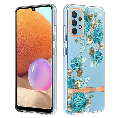 Coque Silicone Motif Fantaisie Souple Couleur Unie Etui Housse Y06B pour Samsung Galaxy A32 5G Cyan