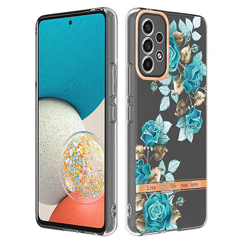 Coque Silicone Motif Fantaisie Souple Couleur Unie Etui Housse Y06B pour Samsung Galaxy A53 5G Cyan