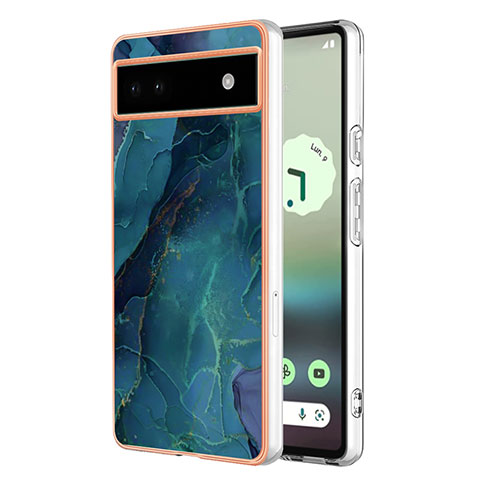 Coque Silicone Motif Fantaisie Souple Couleur Unie Etui Housse Y07B pour Google Pixel 6a 5G Vert