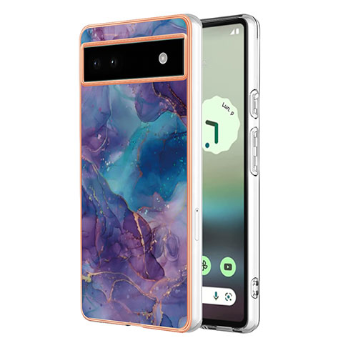 Coque Silicone Motif Fantaisie Souple Couleur Unie Etui Housse Y07B pour Google Pixel 6a 5G Violet