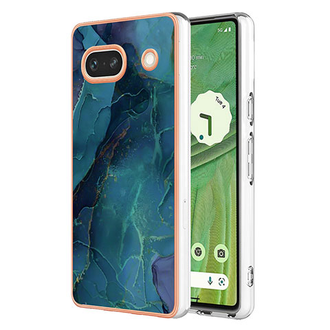 Coque Silicone Motif Fantaisie Souple Couleur Unie Etui Housse Y07B pour Google Pixel 7a 5G Vert