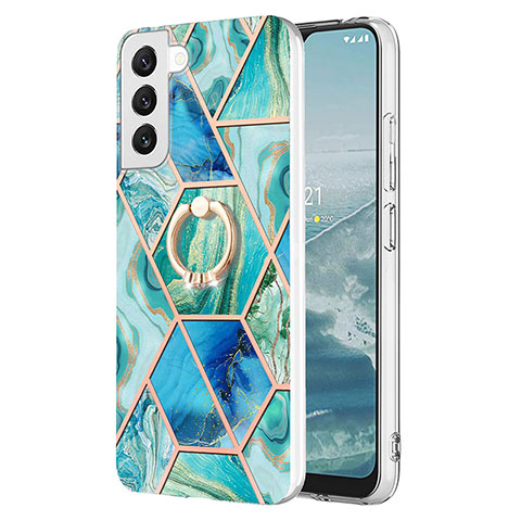 Coque Silicone Motif Fantaisie Souple Couleur Unie Etui Housse Y13B pour Samsung Galaxy S22 5G Bleu