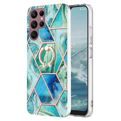 Coque Silicone Motif Fantaisie Souple Couleur Unie Etui Housse Y13B pour Samsung Galaxy S22 Ultra 5G Bleu