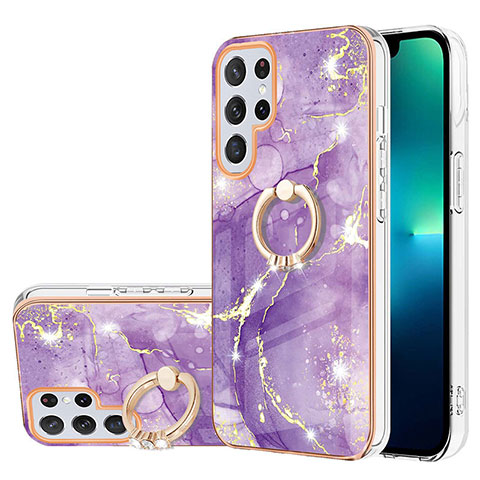 Coque Silicone Motif Fantaisie Souple Couleur Unie Etui Housse Y16B pour Samsung Galaxy S21 Ultra 5G Violet