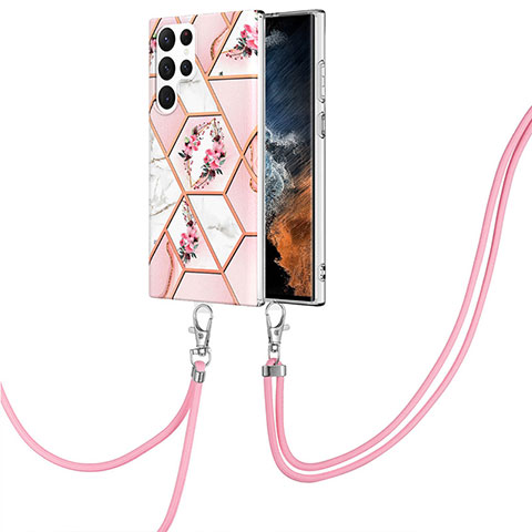 Coque Silicone Motif Fantaisie Souple Couleur Unie Etui Housse Y19B pour Samsung Galaxy S22 Ultra 5G Rose