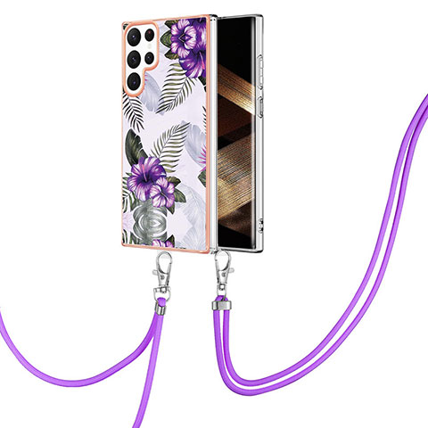 Coque Silicone Motif Fantaisie Souple Couleur Unie Etui Housse Y20B pour Samsung Galaxy S24 Ultra 5G Violet