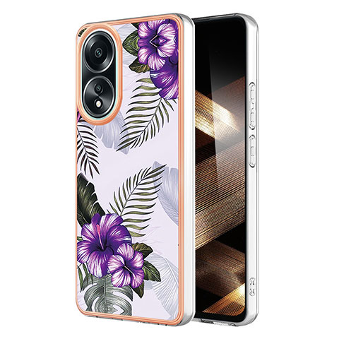 Coque Silicone Motif Fantaisie Souple Couleur Unie Etui Housse YB3 pour Oppo A18 Violet