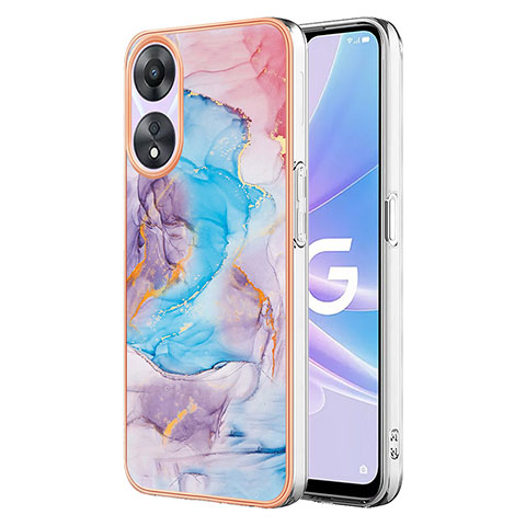 Coque Silicone Motif Fantaisie Souple Couleur Unie Etui Housse YB3 pour Oppo A58 5G Bleu