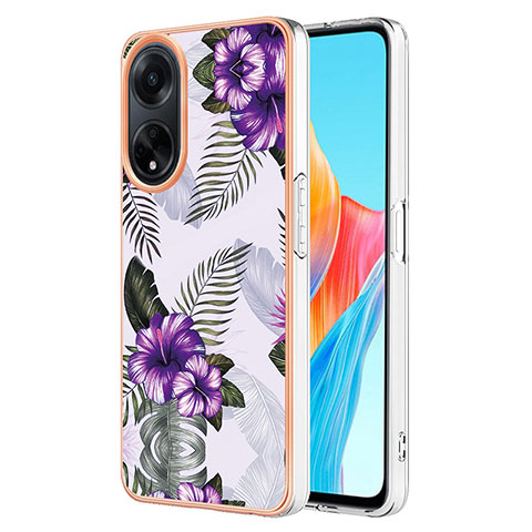 Coque Silicone Motif Fantaisie Souple Couleur Unie Etui Housse YB3 pour Oppo A98 5G Violet