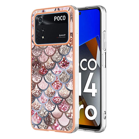 Coque Silicone Motif Fantaisie Souple Couleur Unie Etui Housse YB3 pour Xiaomi Poco M4 Pro 4G Marron