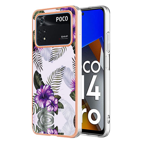 Coque Silicone Motif Fantaisie Souple Couleur Unie Etui Housse YB3 pour Xiaomi Poco M4 Pro 4G Violet