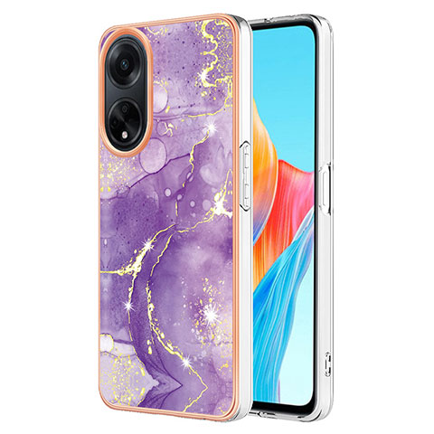 Coque Silicone Motif Fantaisie Souple Couleur Unie Etui Housse YB5 pour Oppo A98 5G Violet