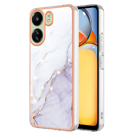 Coque Silicone Motif Fantaisie Souple Couleur Unie Etui Housse YB5 pour Xiaomi Poco C65 Blanc