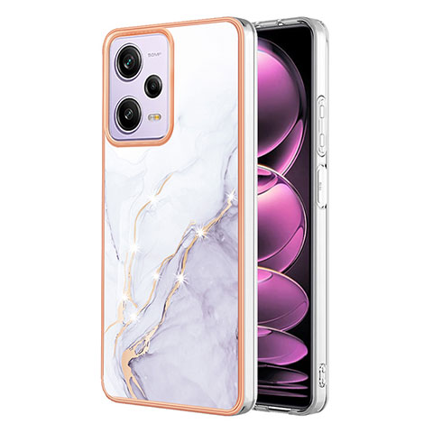 Coque Silicone Motif Fantaisie Souple Couleur Unie Etui Housse YB5 pour Xiaomi Redmi Note 12 Pro 5G Blanc