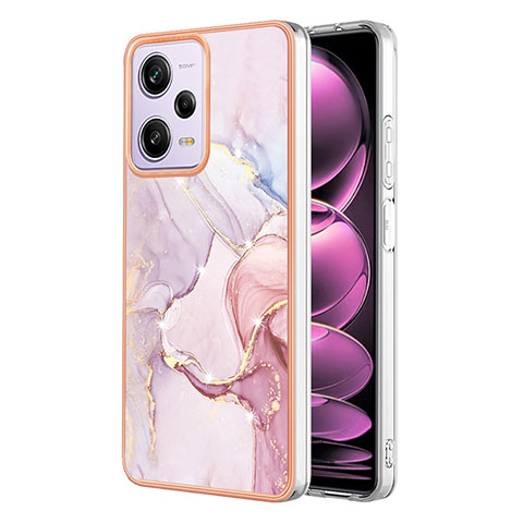 Coque Silicone Motif Fantaisie Souple Couleur Unie Etui Housse YB5 pour Xiaomi Redmi Note 12 Pro 5G Rose