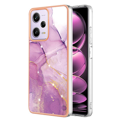 Coque Silicone Motif Fantaisie Souple Couleur Unie Etui Housse YB5 pour Xiaomi Redmi Note 12 Pro 5G Violet Clair