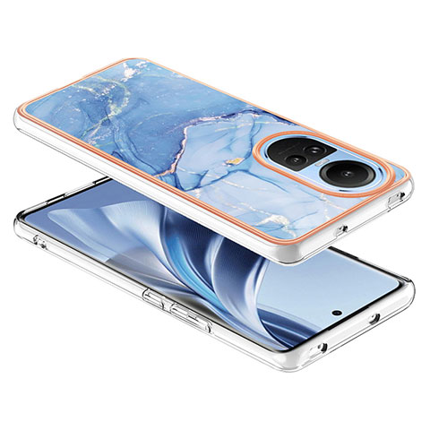 Coque Silicone Motif Fantaisie Souple Couleur Unie Etui Housse YB7 pour Oppo Reno10 Pro 5G Bleu