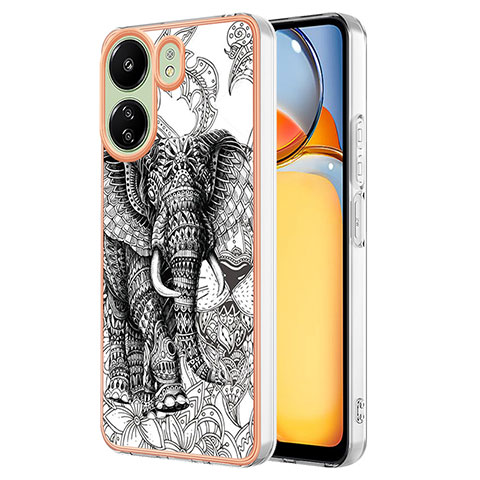 Coque Silicone Motif Fantaisie Souple Couleur Unie Etui Housse YB8 pour Xiaomi Redmi 13C Gris