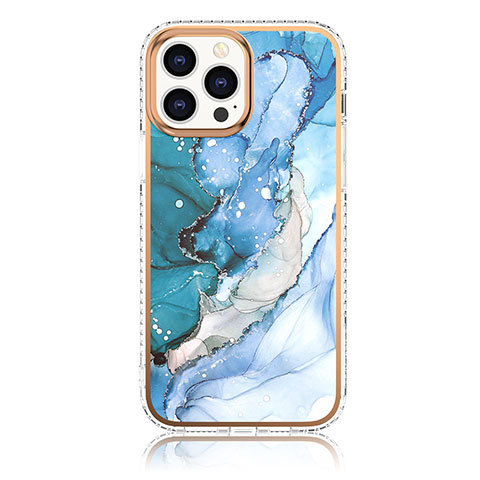 Coque Silicone Motif Fantaisie Souple Couleur Unie Etui Housse YJ1 pour Apple iPhone 13 Pro Bleu