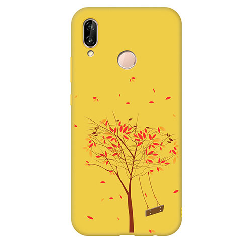 Coque Silicone Motif Fantaisie Souple Couleur Unie Housse Etui S03 pour Huawei Nova 3e Jaune