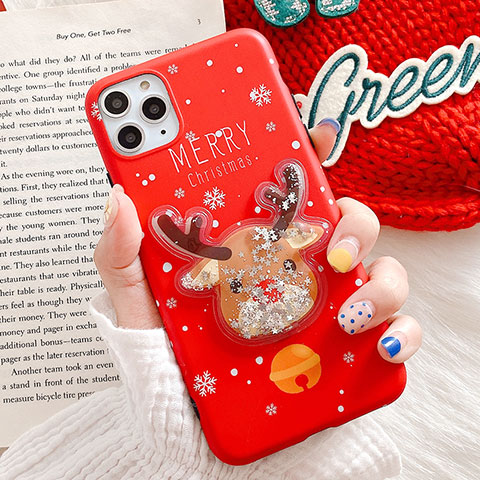 Coque Silicone Motif Noel Souple Couleur Unie Etui Housse C01 pour Apple iPhone 11 Pro Max Rouge