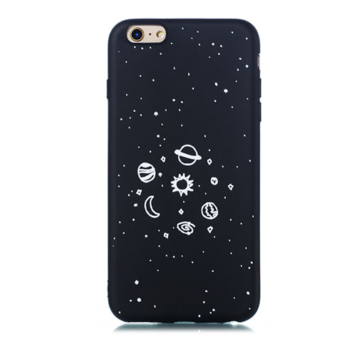 Coque Silicone Paillette Etoile Souple Couleur Unie Etui Housse pour Apple iPhone 6 Noir