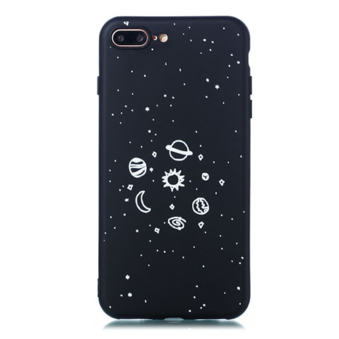 Coque Silicone Paillette Etoile Souple Couleur Unie Etui Housse pour Apple iPhone 7 Plus Noir