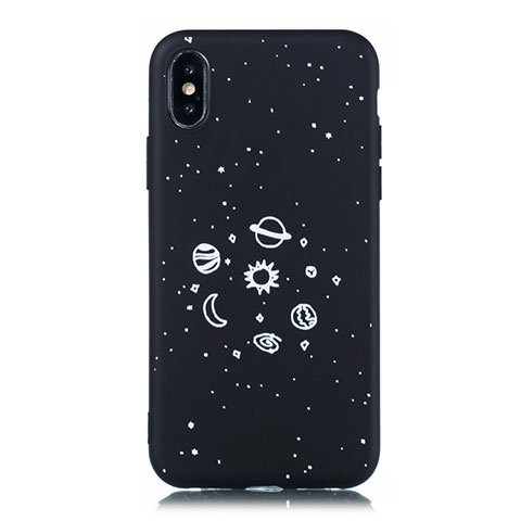 Coque Silicone Paillette Etoile Souple Couleur Unie Etui Housse pour Apple iPhone X Noir