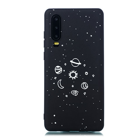 Coque Silicone Paillette Etoile Souple Couleur Unie Etui Housse pour Huawei P30 Noir