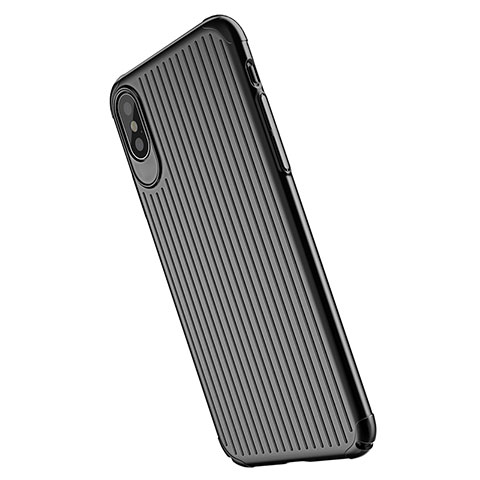 Coque Silicone Souple Housse Vague Line pour Apple iPhone Xs Noir