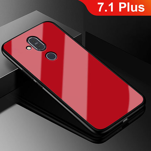 Coque Silicone Souple Miroir pour Nokia 7.1 Plus Rouge