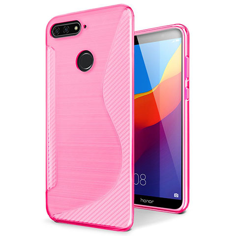 Coque Silicone Souple Transparente Vague S-Line Housse Etui pour Huawei Y6 Prime (2018) Rose