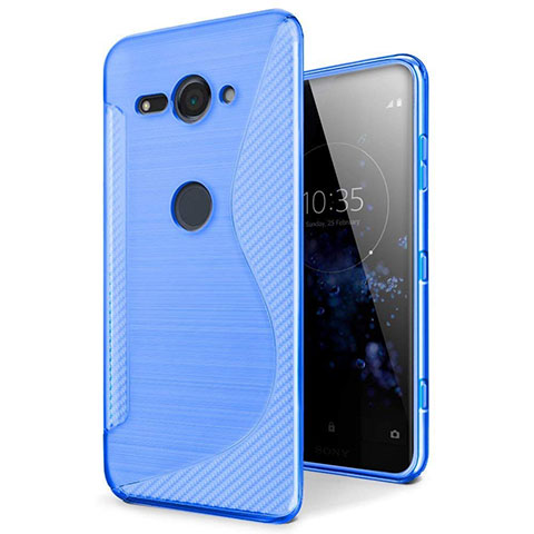 Coque Silicone Souple Transparente Vague S-Line Housse Etui pour Sony Xperia XZ2 Compact Bleu