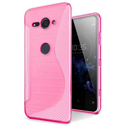 Coque Silicone Souple Transparente Vague S-Line Housse Etui pour Sony Xperia XZ2 Compact Rouge