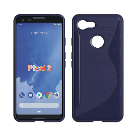 Coque Silicone Souple Transparente Vague S-Line pour Google Pixel 3 Bleu