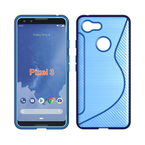 Coque Silicone Souple Transparente Vague S-Line pour Google Pixel 3 Bleu Ciel